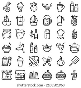 Food Flat Icon Set Isolated On White Background