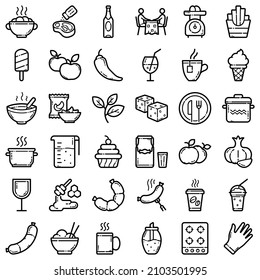 Food Flat Icon Set Isolated On White Background