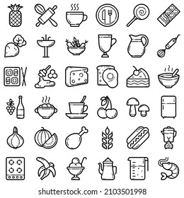 Food Flat Icon Set Isolated On White Background