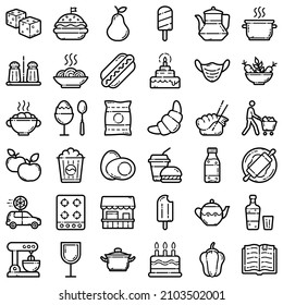 Food Flat Icon Set Isolated On White Background