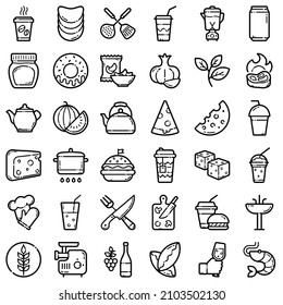 Food Flat Icon Set Isolated On White Background