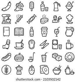Food Flat Icon Set Isolated On White Background