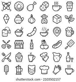Food Flat Icon Set Isolated On White Background