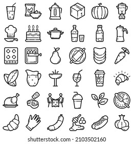 Food Flat Icon Set Isolated On White Background