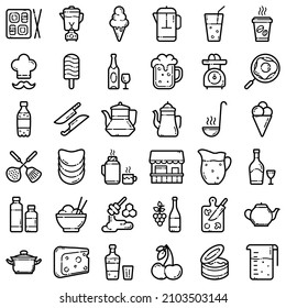 Food Flat Icon Set Isolated On White Background