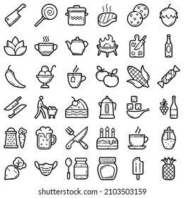 Food Flat Icon Set Isolated On White Background