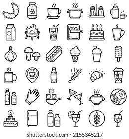 Food Flat Icon Set Isolated On White Background