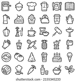 Food Flat Icon Set Isolated On White Background