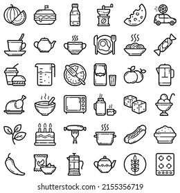 Food Flat Icon Set Isolated On White Background