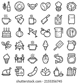 Food Flat Icon Set Isolated On White Background