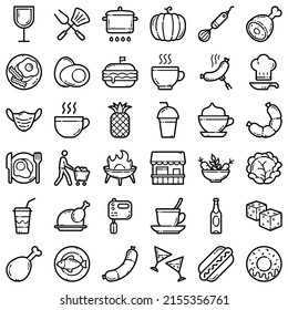 Food Flat Icon Set Isolated On White Background