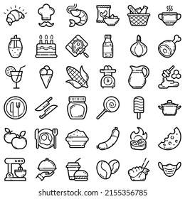 Food Flat Icon Set Isolated On White Background