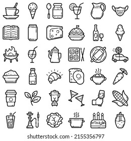 Food Flat Icon Set einzeln auf weißem Hintergrund
