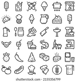 Food Flat Icon Set Isolated On White Background
