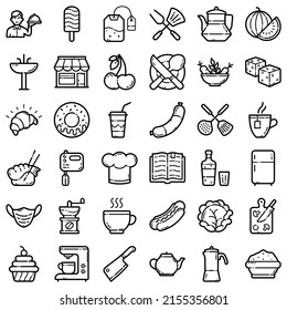 Food Flat Icon Set Isolated On White Background