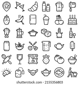 Food Flat Icon Set Isolated On White Background