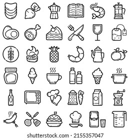 Food Flat Icon Set Isolated On White Background