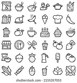 Food Flat Icon Set Isolated On White Background