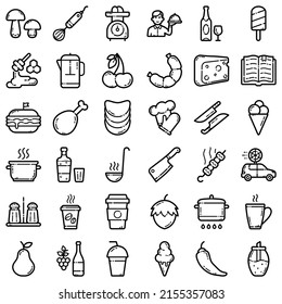 Food Flat Icon Set Isolated On White Background