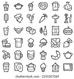 Food Flat Icon Set Isolated On White Background