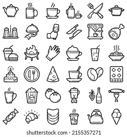 Food Flat Icon Set Isolated On White Background