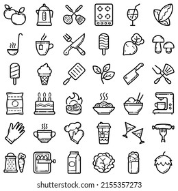 Food Flat Icon Set Isolated On White Background