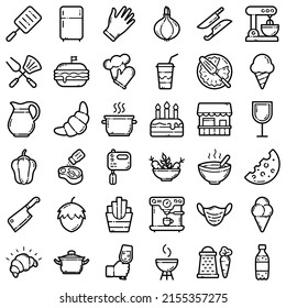Food Flat Icon Set Isolated On White Background