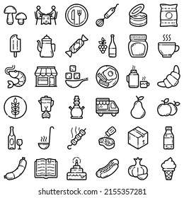 Food Flat Icon Set Isolated On White Background