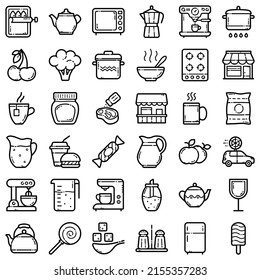 Food Flat Icon Set Isolated On White Background