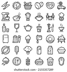 Food Flat Icon Set Isolated On White Background
