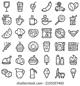 Food Flat Icon Set Isolated On White Background