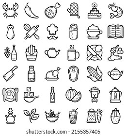 Food Flat Icon Set Isolated On White Background