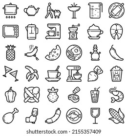 Food Flat Icon Set Isolated On White Background