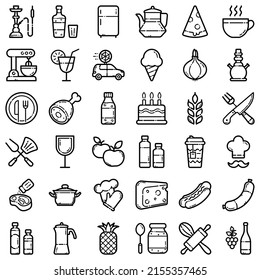 Food Flat Icon Set Isolated On White Background