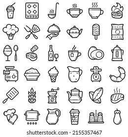 Food Flat Icon Set Isolated On White Background