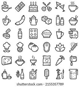 Food Flat Icon Set Isolated On White Background