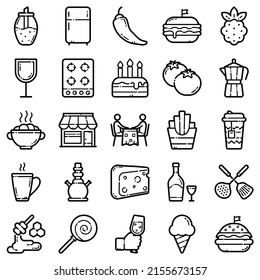 Food Flat Icon Set Isolated On White Background