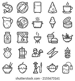 Food Flat Icon Set Isolated On White Background