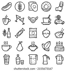 Food Flat Icon Set Isolated On Stock Vector (Royalty Free) 2155673167 ...