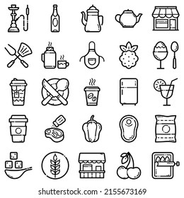 Food Flat Icon Set Isolated On White Background