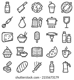 Food Flat Icon Set Isolated On White Background