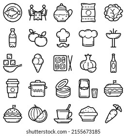 Food Flat Icon Set Isolated On White Background