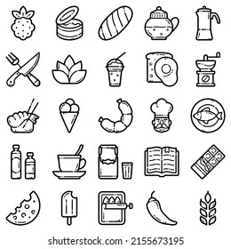 Food Flat Icon Set Isolated On White Background
