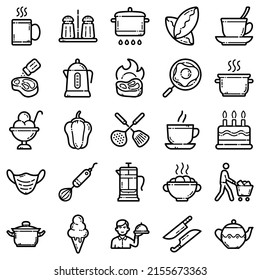 Food Flat Icon Set Isolated On White Background