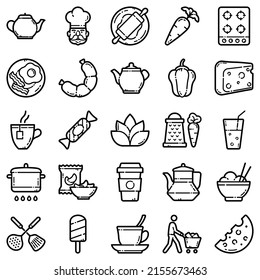 Food Flat Icon Set Isolated On White Background