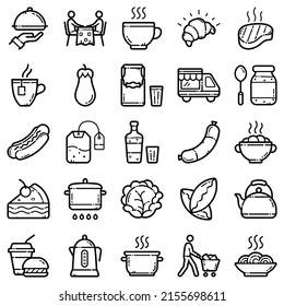 Food Flat Icon Set Isolated On White Background