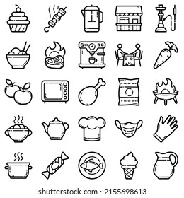 Food Flat Icon Set Isolated On White Background