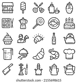 Food Flat Icon Set Isolated On White Background