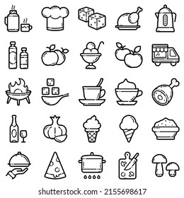Food Flat Icon Set Isolated On White Background