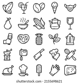 Food Flat Icon Set Isolated On White Background